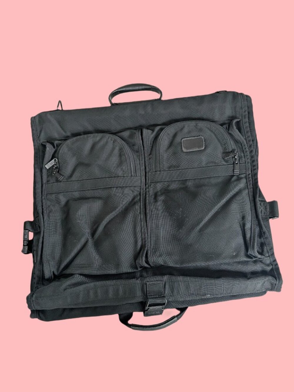TUMI Black Nylon Folding Garment Carrier with Adjustable Shoulder Strap